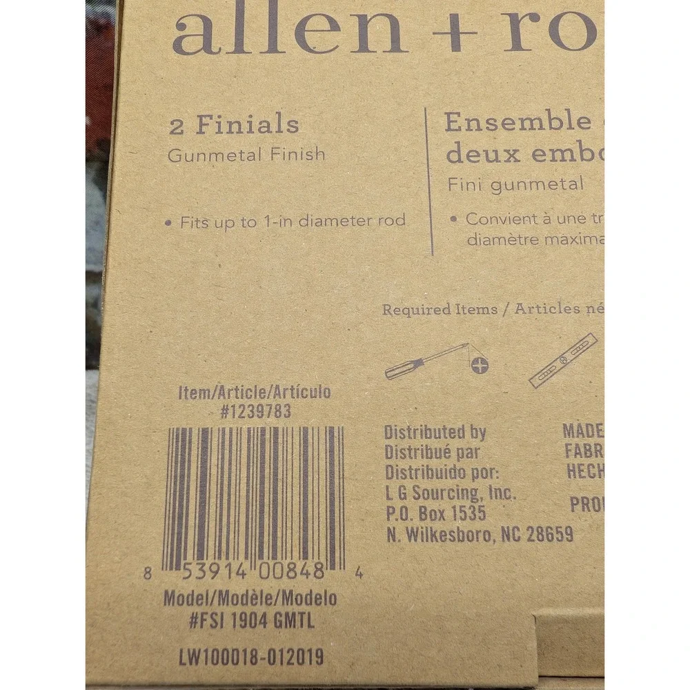 Pair Allen + Roth Gunmetal Curtain Rod Finials 1239783 FSI 1904 GMTL Lowes